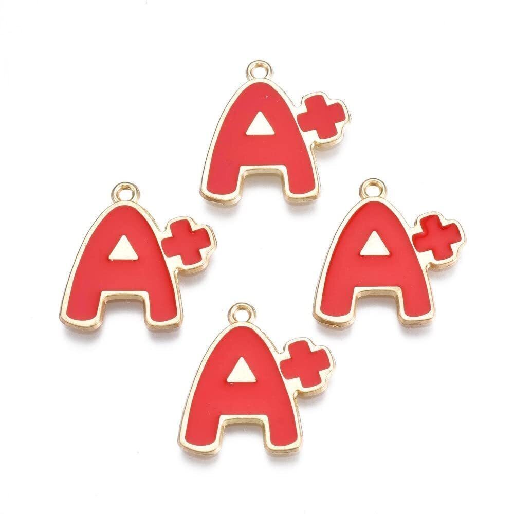 9651 50pcs Cute Red Letter A+ Enamel Initial Charms - Graduation Charms